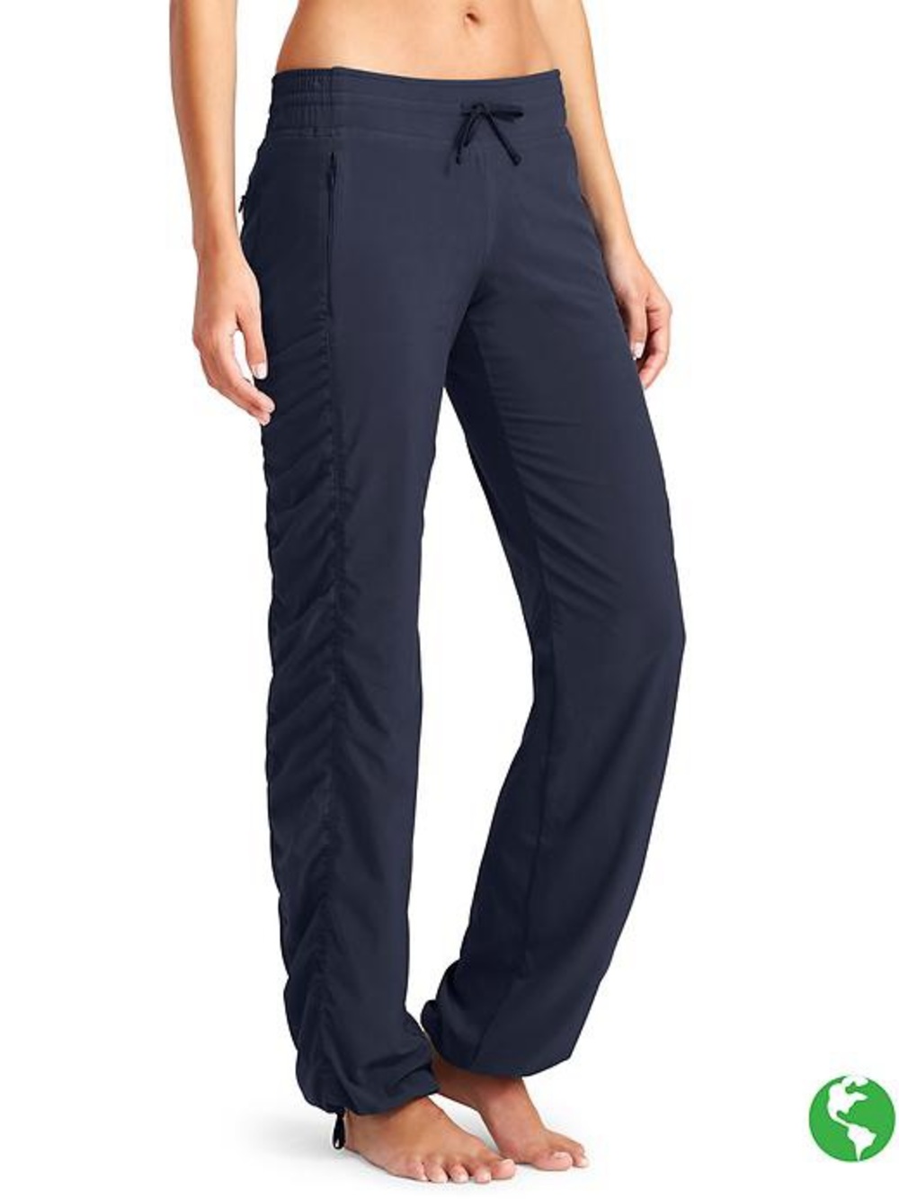 Athleta Lined La Viva Pant Black Ruched Drawstring Zip Sz 6